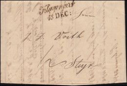 Österreich Vorphilatelie Faltbrief Zweizeiler Klagenfurt 18.12.(1842) Nach STEYR - ...-1850 Prephilately