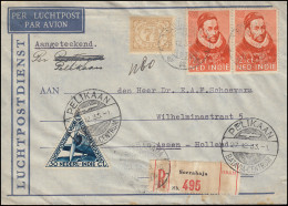 KLM-Flugpost PELIKAAN BATAVIA-CENTRUM 27.12.33 Als R-Brief Ab SOERABAJA 23.12.33 - Airmail