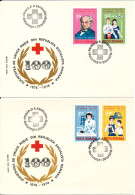 Romania FDC 20-4-1976 RED CROSS Complete Set Of 4 On 2 Covers With Cachet - FDC