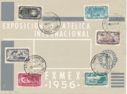 Mexico FDC 1-8-1956 Set Of 6 Stamps On International Stamp Exhibition Cover Exmex - Mexico