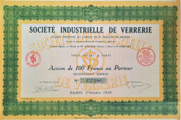 Société Industrielle De Verrerie - Action De 100 Francs  - 1911 - Paris - Industry