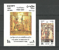 Egypt - 1997 - ( Post Day - Tutankhamen's Tomb, 75th Anniv. ) - Stamp With S/S - MNH (**) - Nuovi