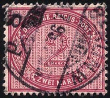 Dt. Reich 37f O, 1899, 2 M. Lilakarmin, üblich Gezähnt Pracht, Gepr. Wiegand, Mi. 50.- - Gebruikt