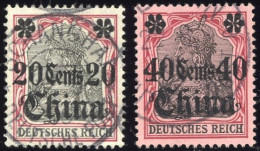 DP CHINA 32/3 O, 1905, 20 C. Auf 40 Pf. Und 40 C. Auf 80 Pf., Ohne Wz., 2 Prachtwerte, Mi. 26.- - China (offices)