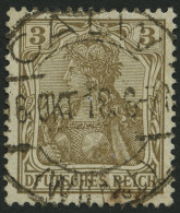 Dt. Reich 69I O, 1902, 3 Pf. Germania Mit Plattenfehler Erstes E In Deutsches Unten Ohne Querstrich, Zentrischer Stempel - Gebruikt