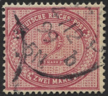 Dt. Reich 37f O, 1899, 2 M. Lilakarmin, üblich Gezähnt Pracht, Gepr. Wiegand, Mi. 50.- - Gebruikt