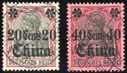 DP CHINA 32/3 O, 1905, 20 C. Auf 40 Pf. Und 40 C. Auf 80 Pf., Ohne Wz., 2 Prachtwerte, Mi. 26.- - China (offices)