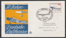 BRD: 1976, FDC- Sonderkarte In EF, Mi. Nr. 878, 50 Pfg. 50 Jahre Deut. Lufthansa. ESStpl. BONN 1 - Cartas & Documentos