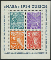 SCHWEIZ BUNDESPOST Bl. 1 **, 1934, Block NABA, Pracht, Mi. 900.- - Bloques & Hojas