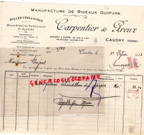 59 - CAUDRY - FACTURE CARPENTIER & PREUX- MANUFACTURE RIDEAUX GUIPURE- TULLES UNIS ET GRECS- 1933 - Textile & Clothing