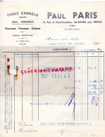 10- STE SAINTE SAVINE PRES TROYES- FACTURE PAUL PARIS- TISSUS CORNELIE- VETEMENTS-10 RUE 11 NOVEMBRE-1933 - Textile & Clothing