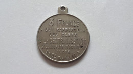 FRANCE SUPERBE MEDAILLE ASSURANCE 3 FRANCS 27.5MM 6.8GR - Professionnels / De Société