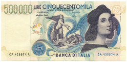 500000 LIRE BANCA D'ITALIA RAFFAELLO LETTERA A 13/05/1997 SUP+ - Otros & Sin Clasificación