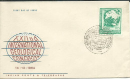 INDE FDC CONGRES INTERNATIONAL GEOLOGIQUE BOMBAY  DU 14/12/1964  LETTRE COVER - Storia Postale