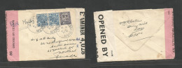EIRE. 1942 (4 Apr) Leimui Chonna Bahin - Canada, Montreal. Dual Censor WWII Air Multifkd Env At 15p Rate, Cds. VF Usage, - Used Stamps