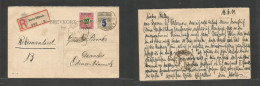 DENMARK. 1919 (12 June) Reply Half Stat Card Proper Usage On Return To DK, Berlin, Germany - Glasvanket. Registered Fkd  - Andere & Zonder Classificatie