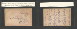 TURKEY. 1891 (17 Oct) Rodosto, Turkish PO - London, UK Via Constantinople. 20p Lilac Stat Card, Depart Hexagonal Cachet  - Andere & Zonder Classificatie