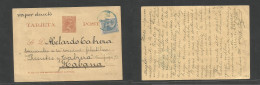PUERTO RICO. 1897 (21 Aug) San Juan - Cuba, Habana. EP 5c Marrón Pelón + 1c Azul, Mat "Franco" Azul En Circulo "Por Vapo - Puerto Rico