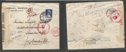 TURKEY. 1940 (26 Dec) Beyoglu Subesi - France, Marseille. Via Istambul. Single 10 Kn Blue Fkd Env Transited Via Italy Wh - Andere & Zonder Classificatie