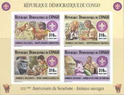 Congo Ex Zaire 2007, Scout, Gorilla, Oryx, 4val In BF IMPERFORATED - Nuovi