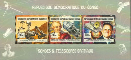 Congo Ex Zaire 2013, Space, Astronomers, Satellites, Telescope, 3val In BF - Ungebraucht