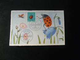 Carte Maximum Card Pro Juventute Insecte Coccinelle Insect Ladybird Suisse Switzerland 1952 (ex 2) - Cartes-Maximum (CM)