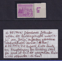 Berlin 1949 Bauten Reichstag 6 Pfg Plattenfehler Mi.-Nr. 45 I Postfrisch ** - Unused Stamps