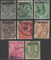 Burma. 1937 KGV. 8 Used Values To 4a. SG 1etc. M7007 - Birmania (...-1947)