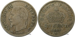 France - Second Empire - Napoléon III - 20 Centimes Tête Laurée Grand Module 1867 A - TB/VF25 - Fra4898 - 20 Centimes