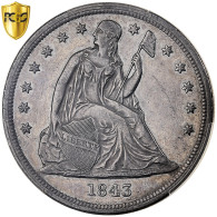 États-Unis, Dollar, Seated Liberty, 1843, Philadelphie, Argent, PCGS, AU55 - 1840-1873: Seated Liberty