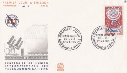 Andorra Fr. 1965, 100th UIT, Satellite, FDC - FDC