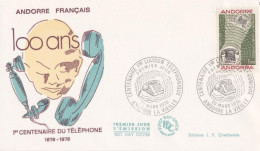 Andorra Fr. 1976, 100th Phone, FDC - FDC