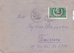 ION LUCA CARAGIALE- WRITER, 55 BANI OVERPRINT STAMP ON COVER, 1952, ROMANIA - Covers & Documents