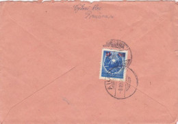 REPUBLIC COAT OF ARMS, 55 BANI OVERPRINT STAMP ON COVER, 1952, ROMANIA - Covers & Documents