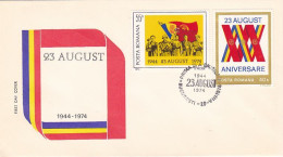 AUGUST 23RD- 1944 ROMANIA'S TURN AGAINST FASCISM, SOLDIERS, COVER FDC, 1974, ROMANIA - FDC