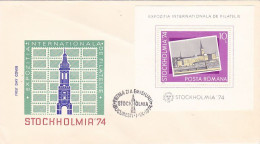 STOCKHOLM INTERNATIONAL PHILATELIC EXHIBITION, COVER FDC, 1974, ROMANIA - FDC