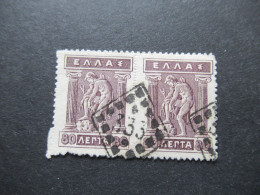 Griechenland 1911 Michel Nr. 201 Als Waagerechtes Paar Mit Stempel Raute Mit Nummer 333 - Gebruikt