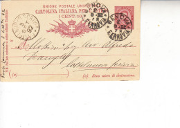 ITALIA  1892 - Cartolina Postale  Da Genova A Castelnuovo Scrivia - Postwaardestukken