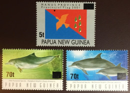 Papua New Guinea 2004 Dolphins Flag Surcharges Set MNH - Delfini