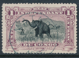 BELGIAN CONGO ELEPHANT VIOLET COB 26A PLATE POSITION 19 USED - Gebraucht