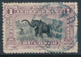 BELGIAN CONGO ELEPHANT VIOLET COB 26A PLATE POSITION 26 USED - Oblitérés