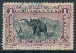 BELGIAN CONGO ELEPHANT VIOLET COB 26A PLATE POSITION 38 USED - Oblitérés