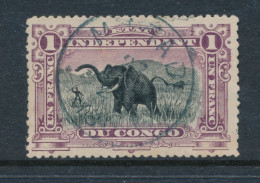 BELGIAN CONGO ELEPHANT VIOLET COB 26A PLATE POSITION 44 USED - Gebraucht
