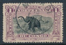 BELGIAN CONGO ELEPHANT VIOLET COB 26A PLATE POSITION 48 USED - Oblitérés