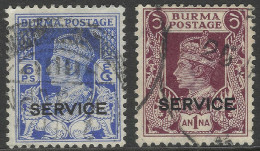 Burma. 1939 KGVI Offical. 6p, 1a Used. SG O16, O18. M7010 - Birmania (...-1947)