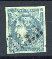 France  :  Yv  46Aa  (o)  Visé Benoît Chandanson : Nuance Bleu Pâle - 1870 Bordeaux Printing
