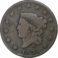 États-Unis, Cent, Coronet Head, 1824, Philadelphie, Cuivre, TB+, KM:45.1 - 1816-1839: Coronet Head
