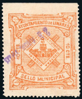 Jaén - Viñetas - S/Cat O - 1898 - "Linares - 10 Cts. Sello Municipal" - Oblitérés