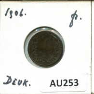 1 CENT 1906 NIEDERLANDE NETHERLANDS Münze #AU253.D.A - 1 Centavos