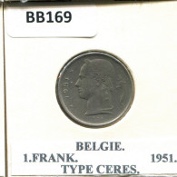 1 FRANC 1951 DUTCH Text BELGIEN BELGIUM Münze #BB169.D.A - 1 Franc